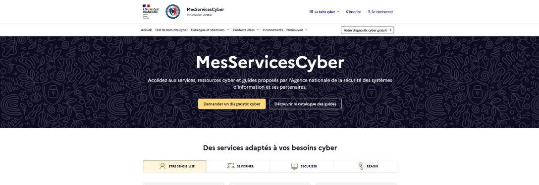 page d'accueil messervicescyber